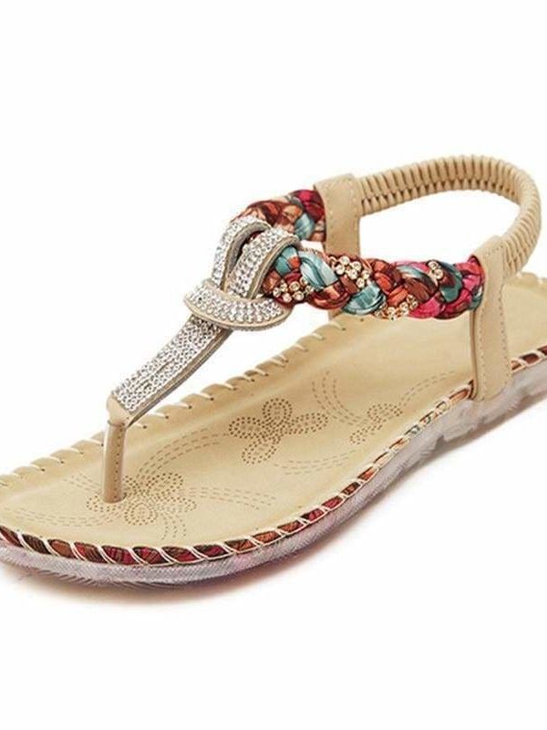 The Best Women Sandals Flat Heels Sandals Crystal Flip Flops Large Size Online - Source Silk