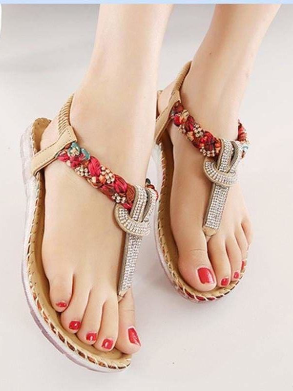 The Best Women Sandals Flat Heels Sandals Crystal Flip Flops Large Size Online - Source Silk