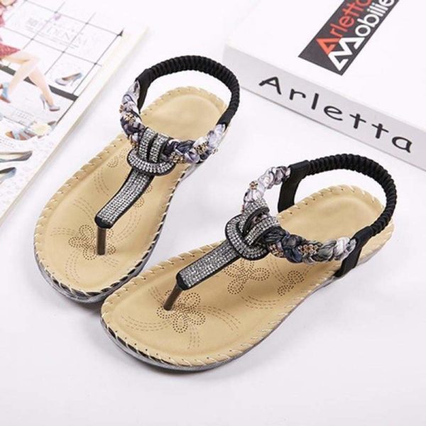 The Best Women Sandals Flat Heels Sandals Crystal Flip Flops Large Size Online - Source Silk