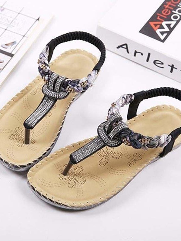 The Best Women Sandals Flat Heels Sandals Crystal Flip Flops Large Size Online - Source Silk