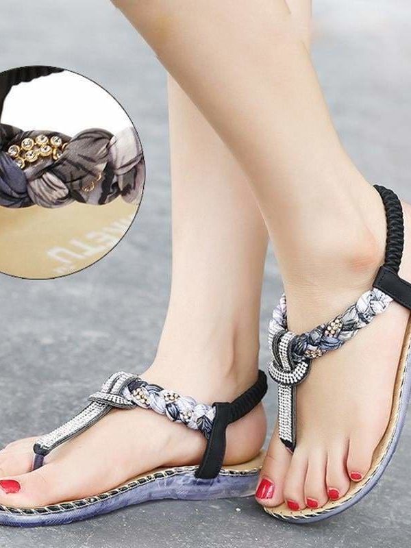 The Best Women Sandals Flat Heels Sandals Crystal Flip Flops Large Size Online - Source Silk