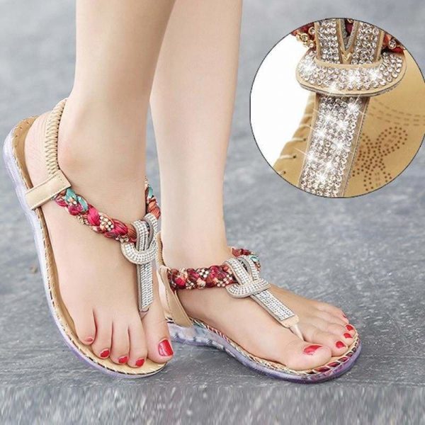 The Best Women Sandals Flat Heels Sandals Crystal Flip Flops Large Size Online - Source Silk