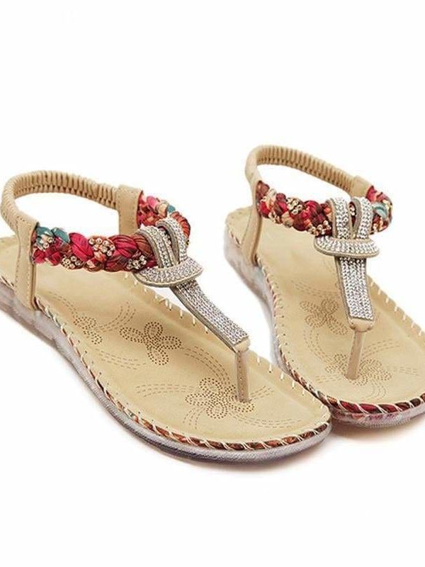 The Best Women Sandals Flat Heels Sandals Crystal Flip Flops Large Size Online - Source Silk