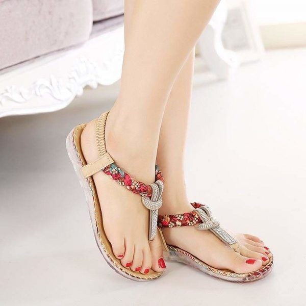 The Best Women Sandals Flat Heels Sandals Crystal Flip Flops Large Size Online - Source Silk