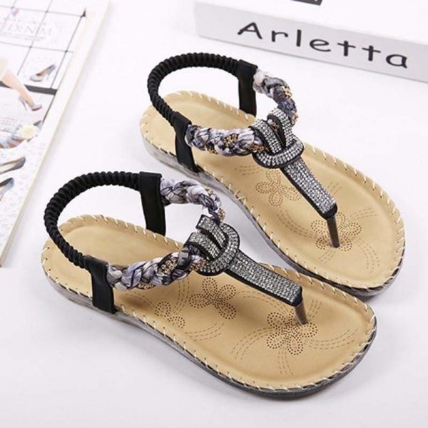 The Best Women Sandals Flat Heels Sandals Crystal Flip Flops Large Size Online - Source Silk