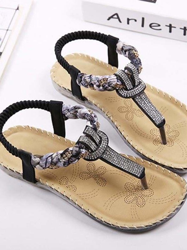 The Best Women Sandals Flat Heels Sandals Crystal Flip Flops Large Size Online - Source Silk