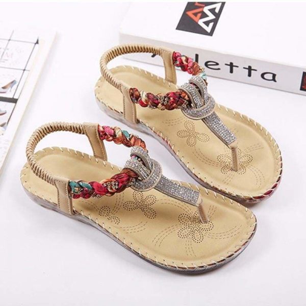 The Best Women Sandals Flat Heels Sandals Crystal Flip Flops Large Size Online - Source Silk