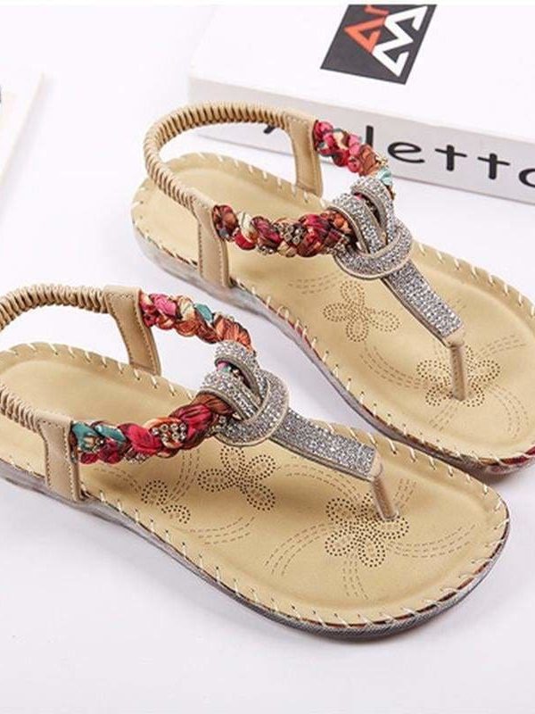 The Best Women Sandals Flat Heels Sandals Crystal Flip Flops Large Size Online - Source Silk