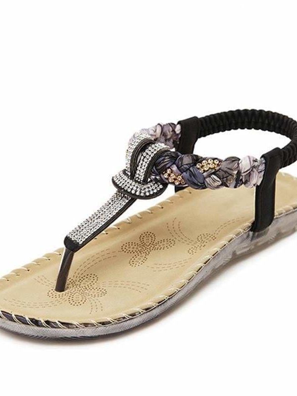 The Best Women Sandals Flat Heels Sandals Crystal Flip Flops Large Size Online - Source Silk