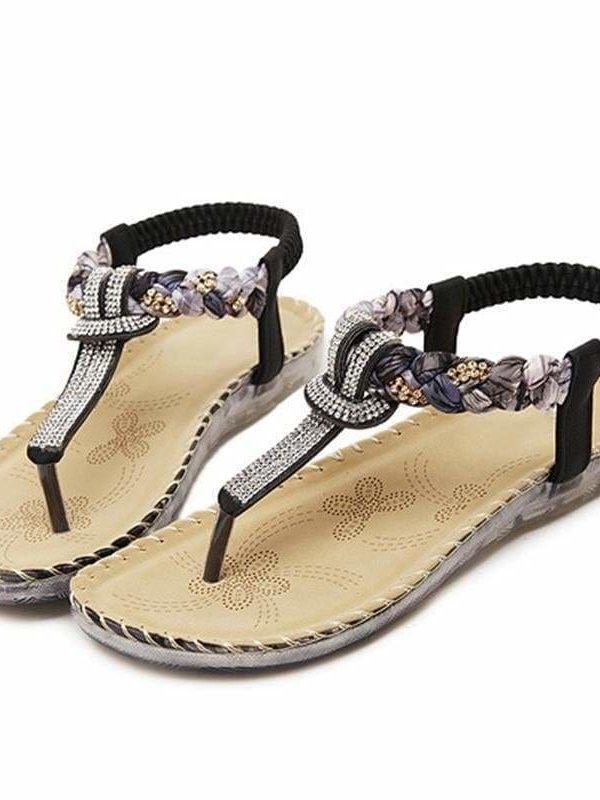 The Best Women Sandals Flat Heels Sandals Crystal Flip Flops Large Size Online - Source Silk