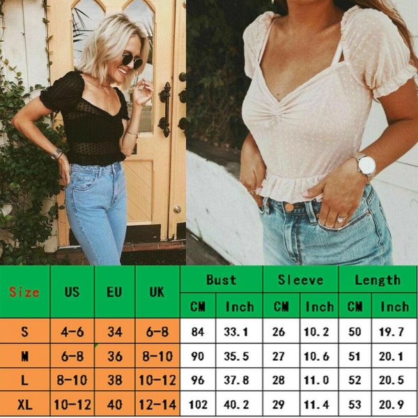 The Best Women See Through Blouse Summer Sexy Mesh Loose Short Sleeve Polka Dots V-Neck Beach Casual Short Shirt Online - Takalr