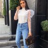 The Best Women See Through Sheer Mesh Tops Fashion Party Club Blouse Tee Tops Summer Casual Solid Crop Top Shirt Online - Takalr