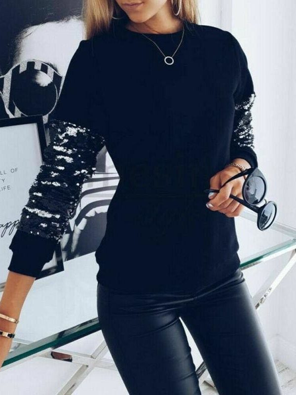 The Best Women Sequin Knitted Sweater Loose Turtleneck Sequins Beading Pullovers Sweater Winter Thick Black Tops For Femme 2019 New Online - Takalr