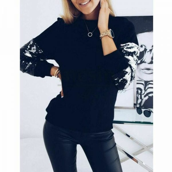 The Best Women Sequin Knitted Sweater Loose Turtleneck Sequins Beading Pullovers Sweater Winter Thick Black Tops For Femme 2019 New Online - Takalr
