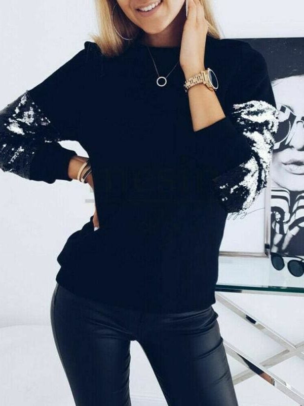 The Best Women Sequin Knitted Sweater Loose Turtleneck Sequins Beading Pullovers Sweater Winter Thick Black Tops For Femme 2019 New Online - Takalr