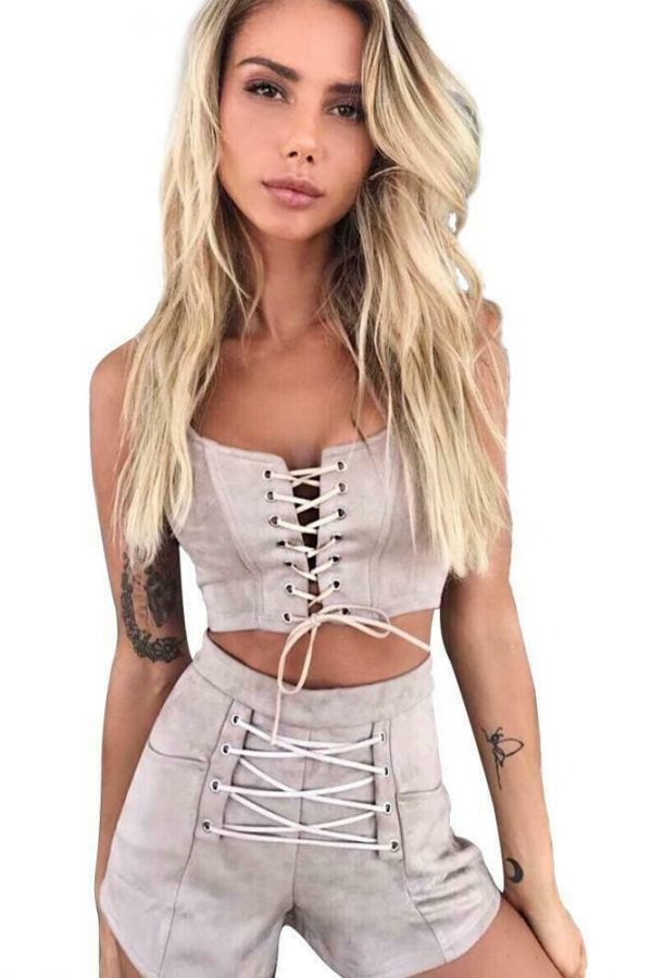 The Best Women Sexy 2 Piece Set Crop Top + Shorts Romper Trousers Shorts Summer Bodycon Outfits Short Sport Casual Beach Holiday Suit Online - Takalr