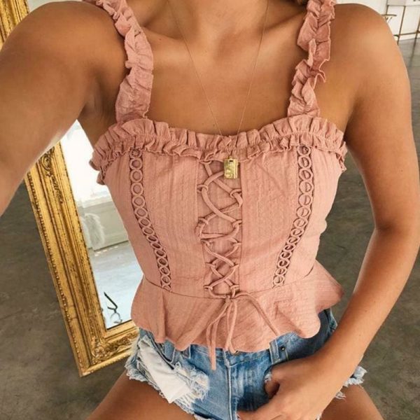 The Best Women Sexy Casual Tank Top Vest Blouse Sleeveless Slim Summer Solid Bandage Crop Top Shirt Small Cami Top New Online - Takalr