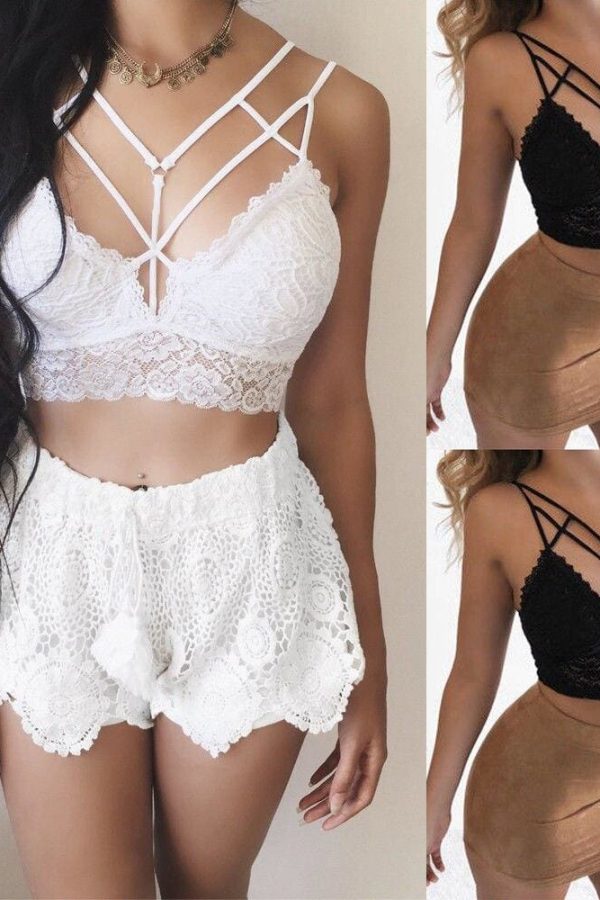 The Best Women Sexy Casual Tank Top Vest Blouse Sleeveless Summer Bandage Lace Strap Bralette Halter Bustier Crop Top Shirt Cami Top Online - Takalr