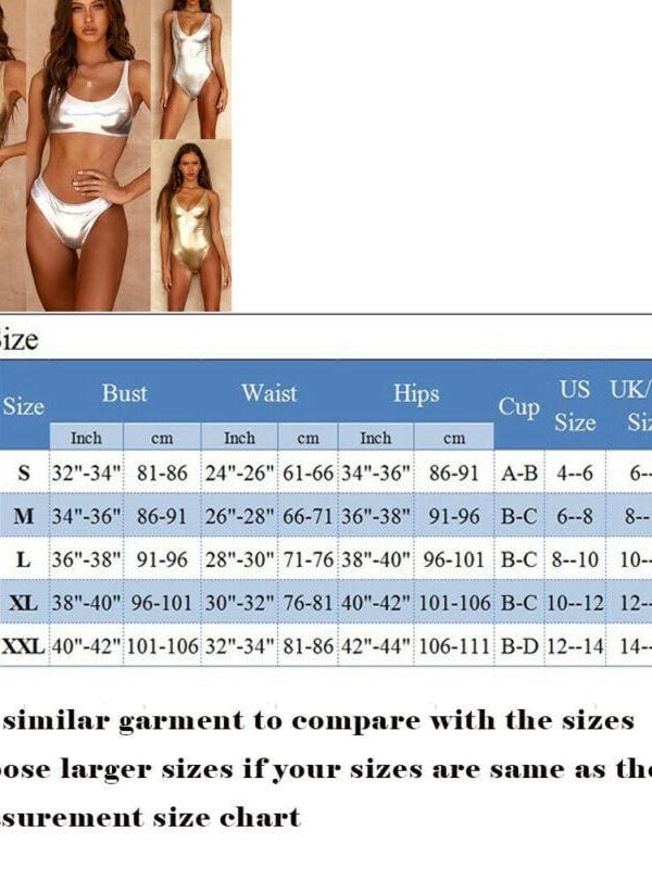 The Best Women Sexy Gold Silver Bikini Set Push-up Padded Swimwear One Piece Swimsuit Beachwear Bathing Suit Maillots de bain 2020 femme Online - Takalr