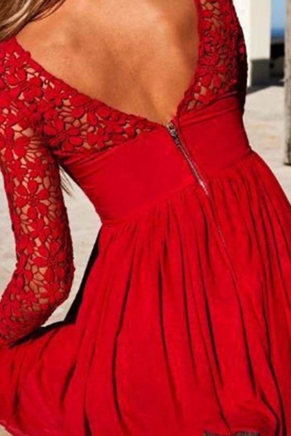 The Best Women Sexy Hollow Out Evening Party Dresses Long Sleeve Backless Dress Online - Source Silk