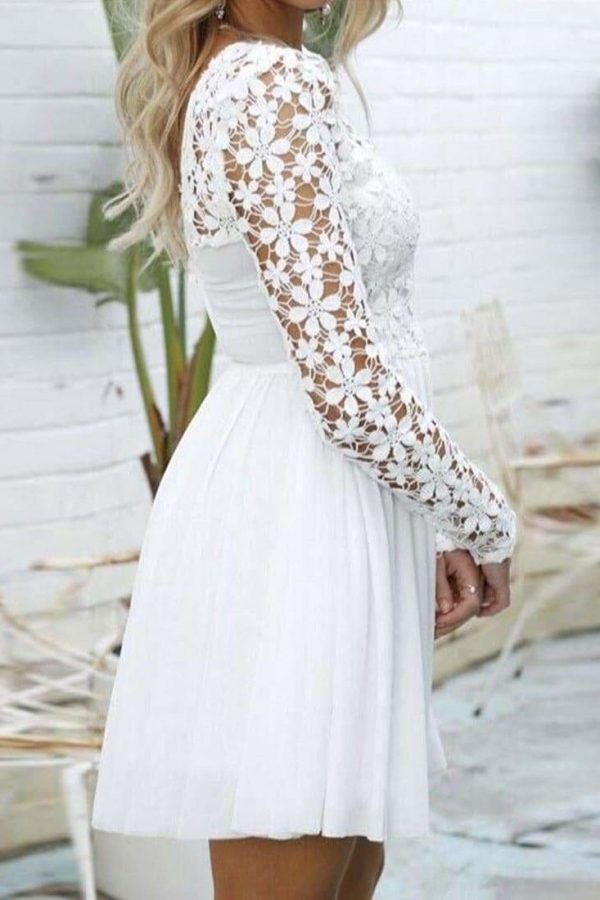 The Best Women Sexy Hollow Out Evening Party Dresses Long Sleeve Backless Dress Online - Source Silk