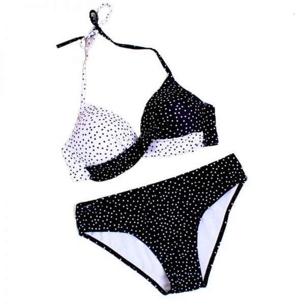 The Best Women Sexy Leaf Polka Dot Bikini Padded Push up Swimwear Hawaii Swimsuit Beachwear Bathing Suit Online - Takalr