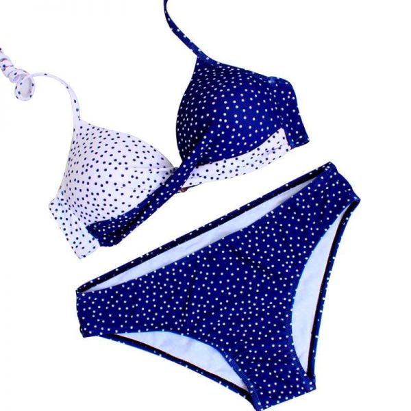 The Best Women Sexy Leaf Polka Dot Bikini Padded Push up Swimwear Hawaii Swimsuit Beachwear Bathing Suit Online - Takalr