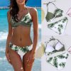 The Best Women Sexy Leaf Polka Dot Bikini Padded Push up Swimwear Hawaii Swimsuit Beachwear Bathing Suit Online - Takalr