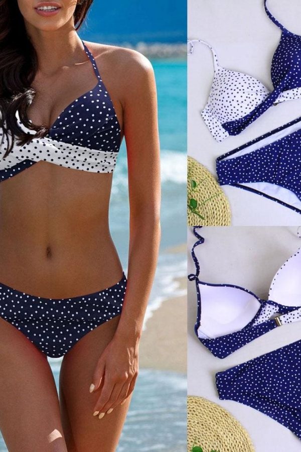 The Best Women Sexy Leaf Polka Dot Bikini Padded Push up Swimwear Hawaii Swimsuit Beachwear Bathing Suit Online - Takalr