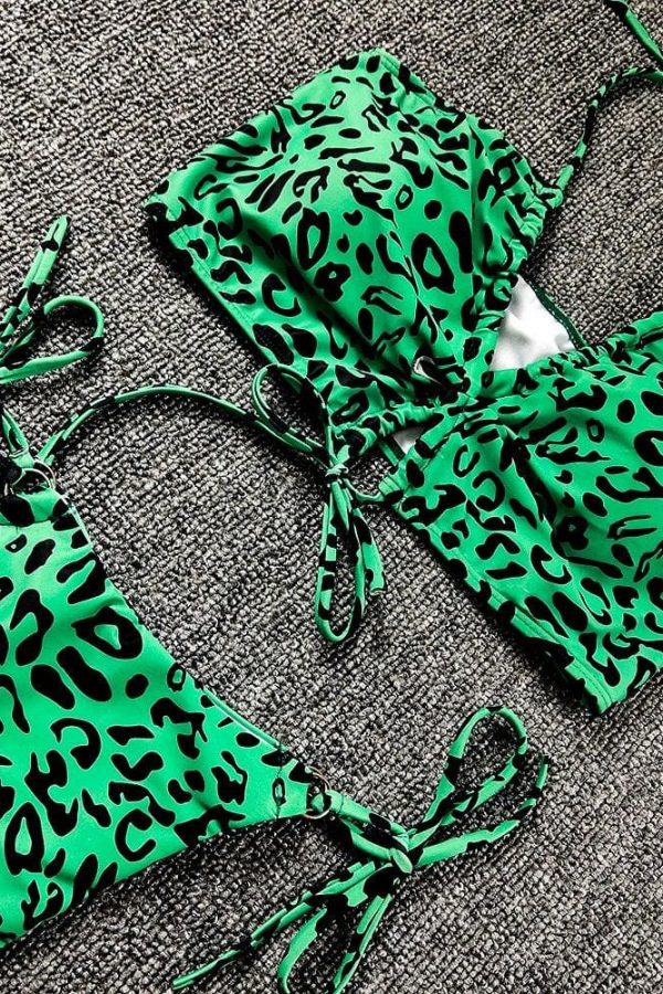 The Best Women Sexy Leopard Padded Halter Bandage Push Up Bra Throng Swimming Suit Swimsuit Swimwear Bikini Set Biquini Online - Takalr