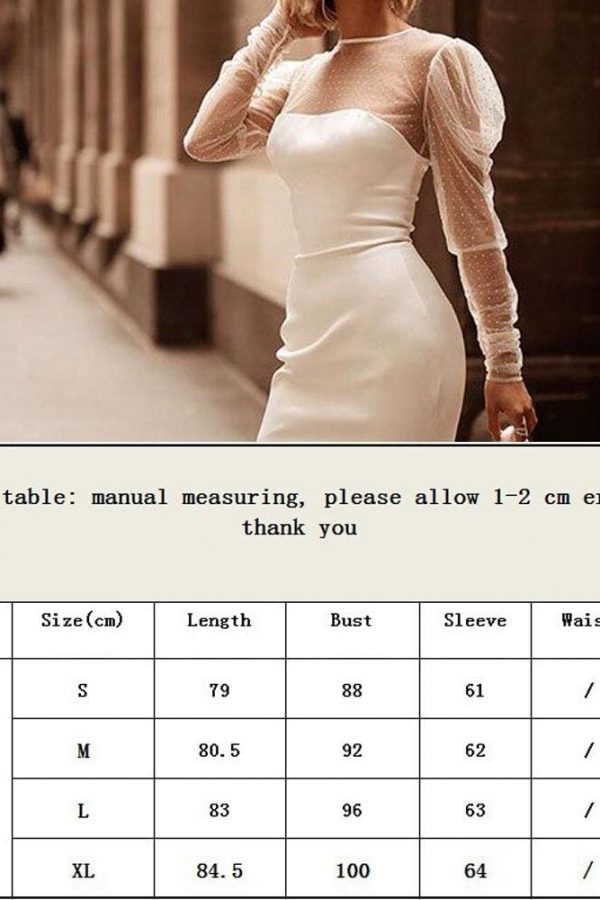 The Best Women Sexy Mesh Sheer Puff Long Sleeve Bodycon Dress Ladies Evening Party Clebwear Slim Fit Formal Mini Dress Online - Takalr