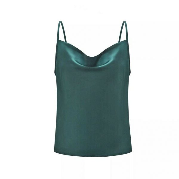 The Best Women Sexy Satin Silk Strap Vest Casual Backless Tank Tops Ladies Summer Beach Sleeveless V-Neck Blouse Shirt Online - Takalr