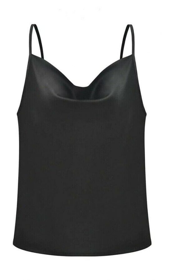 The Best Women Sexy Satin Silk Strap Vest Casual Backless Tank Tops Ladies Summer Beach Sleeveless V-Neck Blouse Shirt Online - Takalr