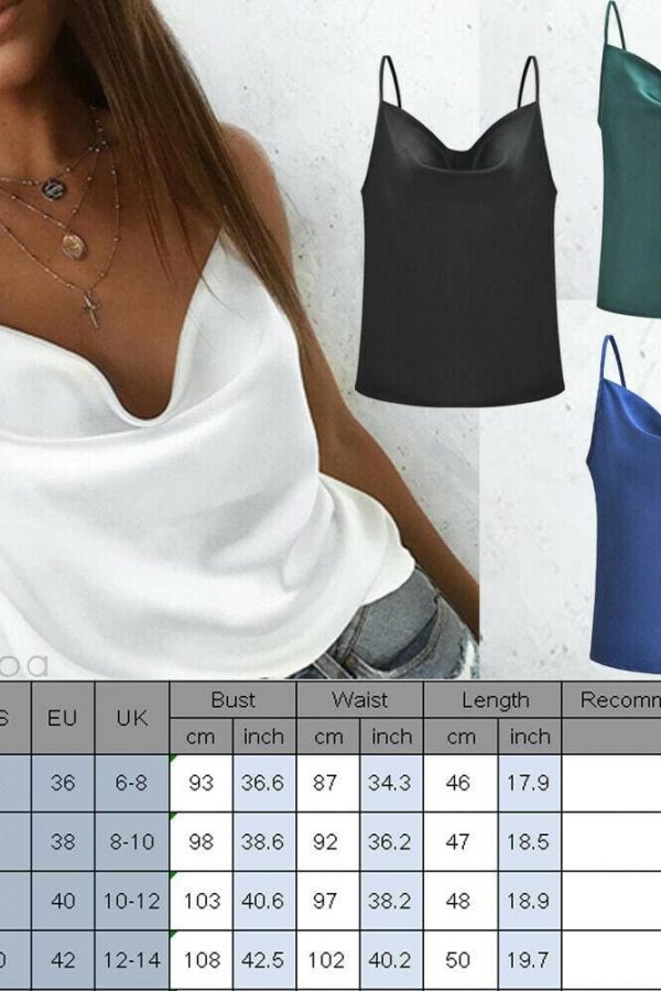 The Best Women Sexy Satin Silk Strap Vest Casual Backless Tank Tops Ladies Summer Beach Sleeveless V-Neck Blouse Shirt Online - Takalr