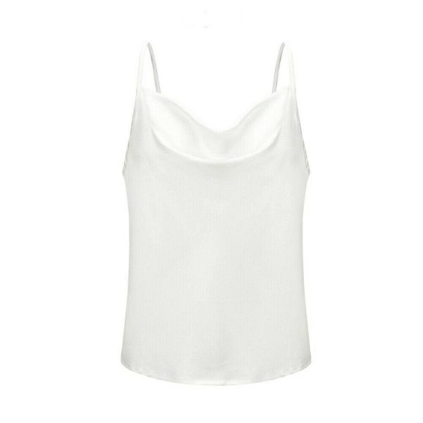 The Best Women Sexy Satin Silk Strap Vest Casual Backless Tank Tops Ladies Summer Beach Sleeveless V-Neck Blouse Shirt Online - Takalr