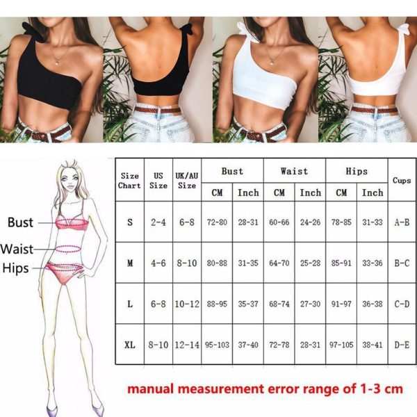 The Best Women Sexy Single Shoulder Knot Swimsuit Backless Solid Short Vest Top Summer Beach Swimwear Beachwear Online - Takalr