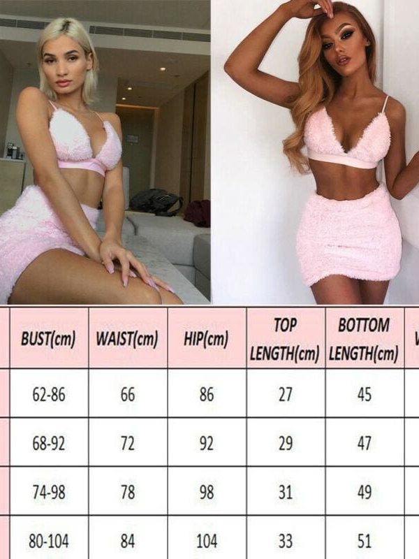 The Best Women Sexy Strappy Bodycon Plush Crop Top Mini Skirt Spcs Set Evening Party Backless Suits Women Set Online - Takalr