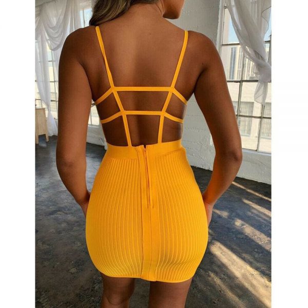 The Best Women Sexy Summer Bandage Bodycon Strappy Dress Ladies Summer Boho Backless Stretchy Package Hip Slim Sundress Online - Takalr