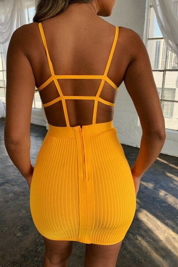 The Best Women Sexy Summer Bandage Bodycon Strappy Dress Ladies Summer Boho Backless Stretchy Package Hip Slim Sundress Online - Takalr