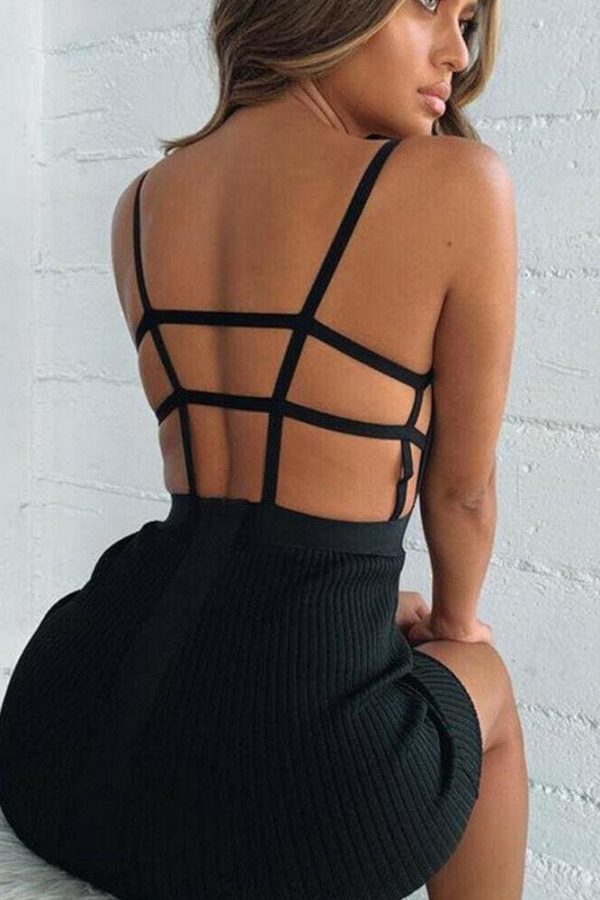 The Best Women Sexy Summer Bandage Bodycon Strappy Dress Ladies Summer Boho Backless Stretchy Package Hip Slim Sundress Online - Takalr