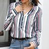 The Best Women Shirts Striped Blouses Office Ladies Long Sleeve Buttons Slim Shirts Tops Online - Takalr