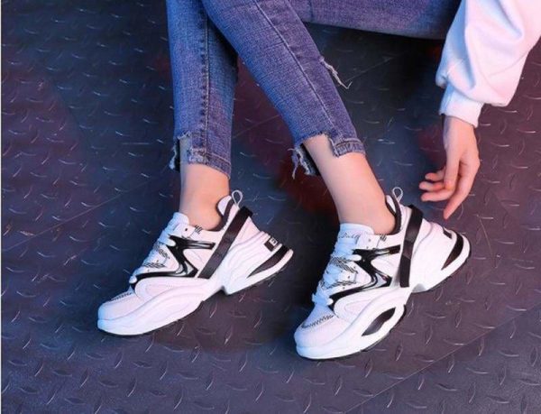 The Best Women Shoes Flock Platform Sneakers Lace-Up Sewing Med Wedges Shoes Online - Source Silk