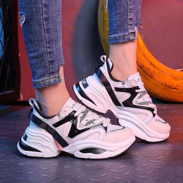 The Best Women Shoes Flock Platform Sneakers Lace-Up Sewing Med Wedges Shoes Online - Source Silk