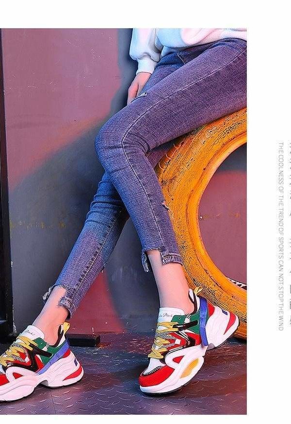 The Best Women Shoes Flock Platform Sneakers Lace-Up Sewing Med Wedges Shoes Online - Source Silk