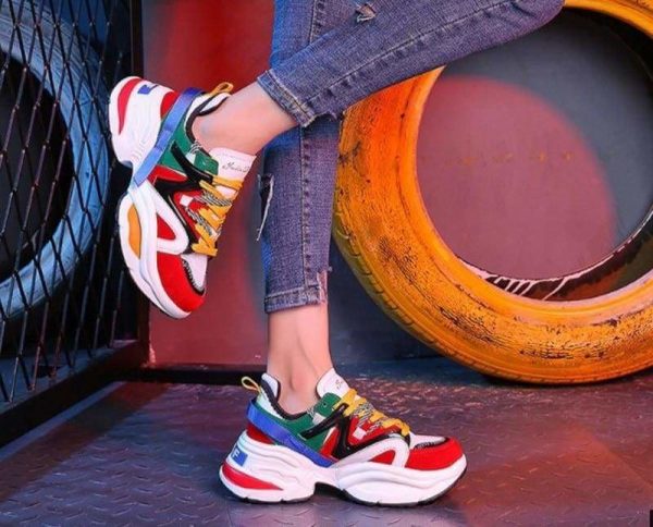 The Best Women Shoes Flock Platform Sneakers Lace-Up Sewing Med Wedges Shoes Online - Source Silk