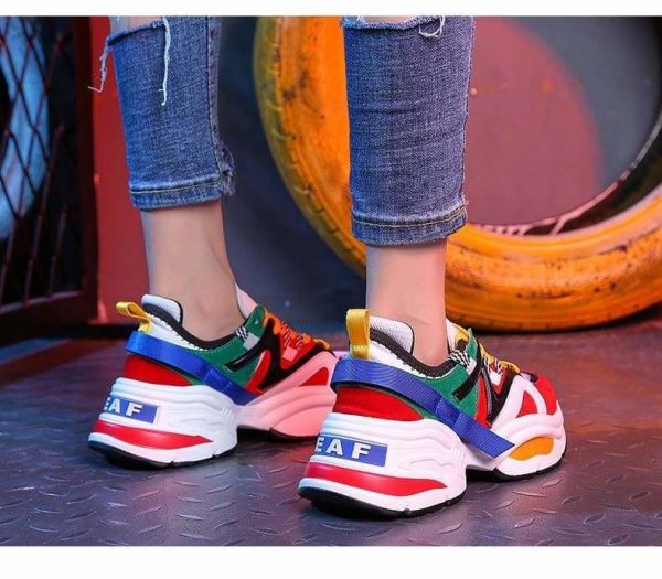 The Best Women Shoes Flock Platform Sneakers Lace-Up Sewing Med Wedges Shoes Online - Source Silk