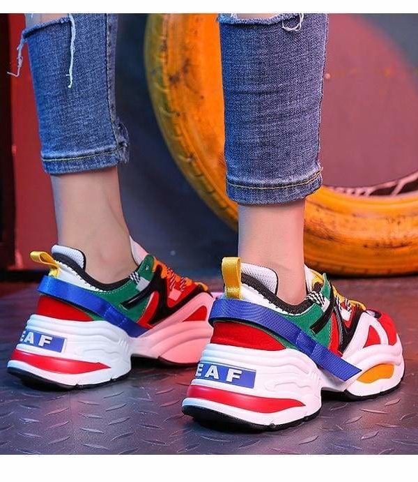 The Best Women Shoes Flock Platform Sneakers Lace-Up Sewing Med Wedges Shoes Online - Source Silk