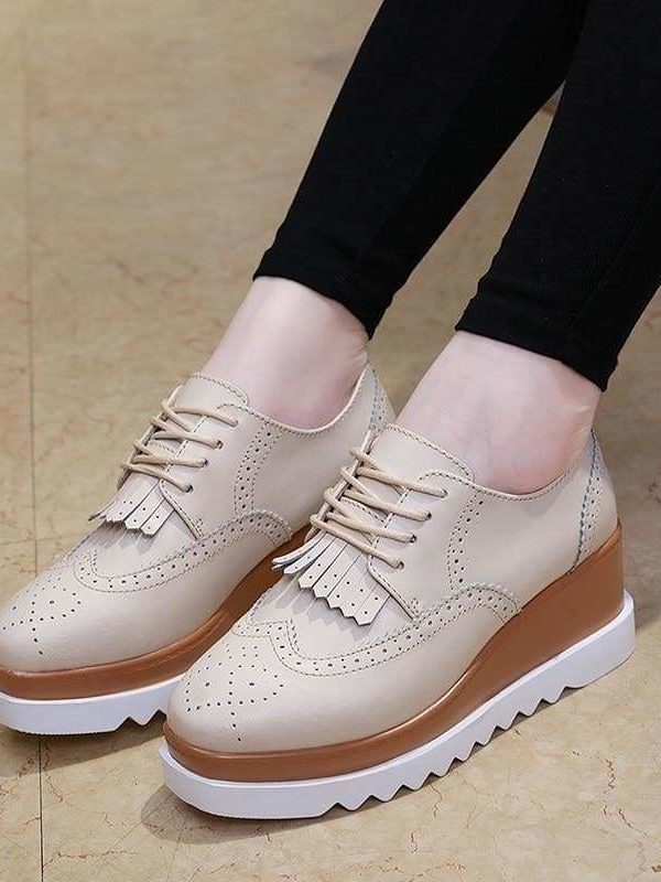 The Best Women Shoes Sneakers Platform Shoes Lace-Up Round Toe Online - Source Silk