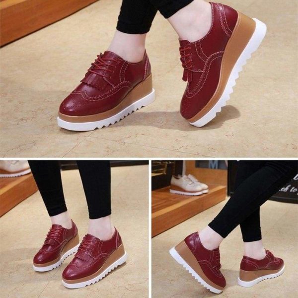 The Best Women Shoes Sneakers Platform Shoes Lace-Up Round Toe Online - Source Silk