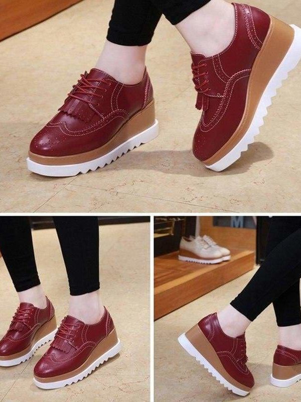 The Best Women Shoes Sneakers Platform Shoes Lace-Up Round Toe Online - Source Silk